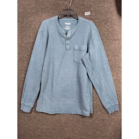 Duluth Trading Co. Burly Thermal Henley Shirt Mens Size L Trim Fit Waffle Knit - Picture 1 of 6